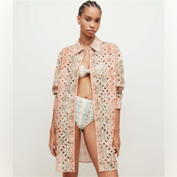 New! Allsaints Inez Marea Broiderie Shirt Dress 🤍 sz 6 - Picture 2 of 13